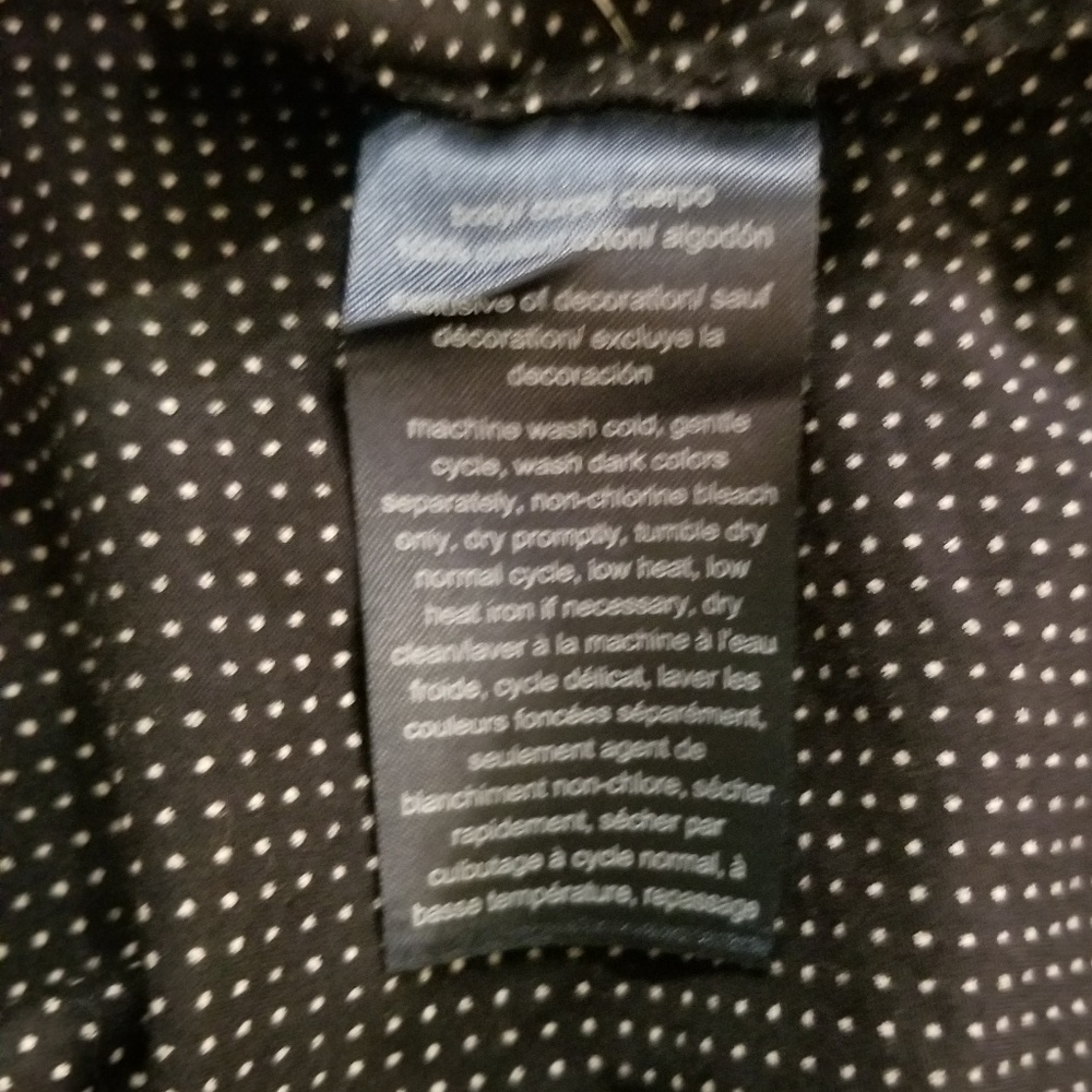 Tommy Hilfiger navy w/white polka dots Lg long sleeves 100% cotton button down - Picture 5 of 5
